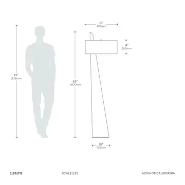 Chestnut Wood Obelisk Cotton-Linen Shade 63" Floor Lamp
