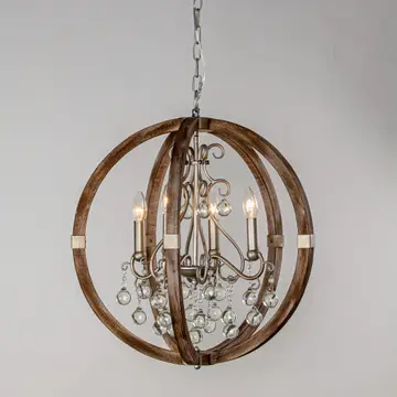 Lusteria Rustic Brown 4-Light Caged Pendant Light