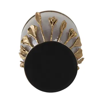 Candle Holder - Gold Glass Metal Frame Hurricane, 15 in.