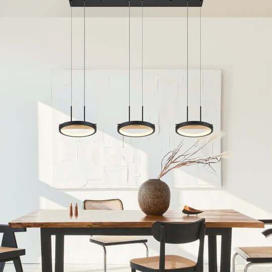 Three Head Satin Black Chandelier