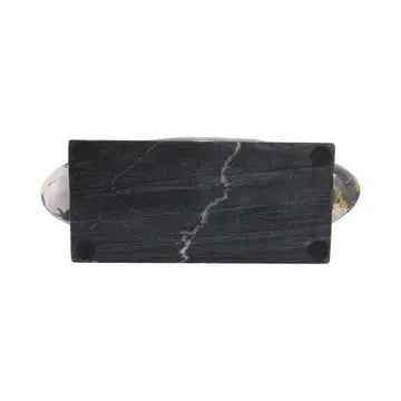 Decorative Bowl - Black/White Marble Gold Pedestal 18 in.