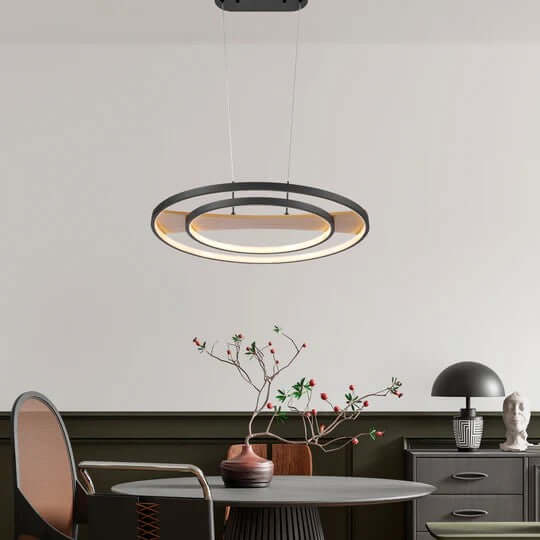 Satin Black And Wood Chandelier