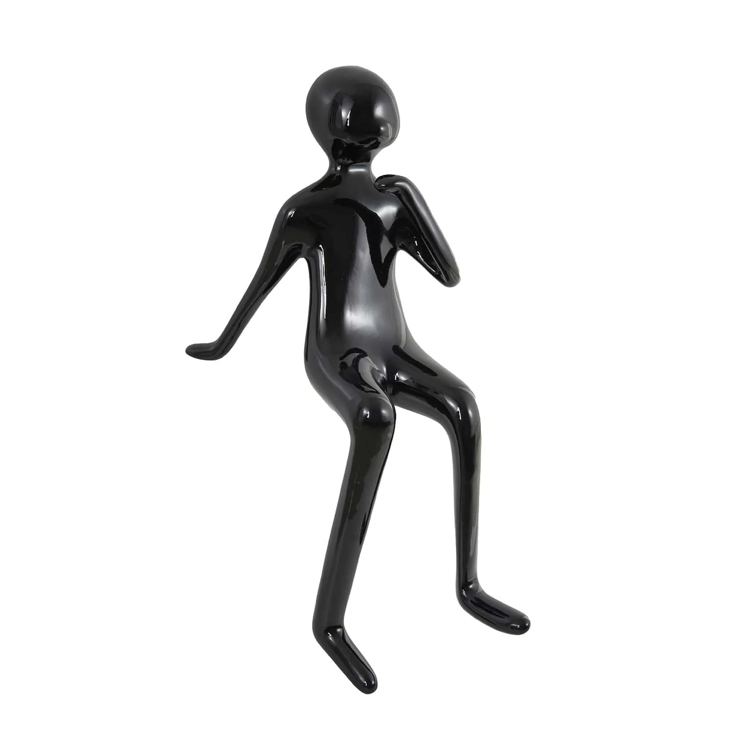 Urban Thinker– Glossy Black Resin Seated Figure Sculpture