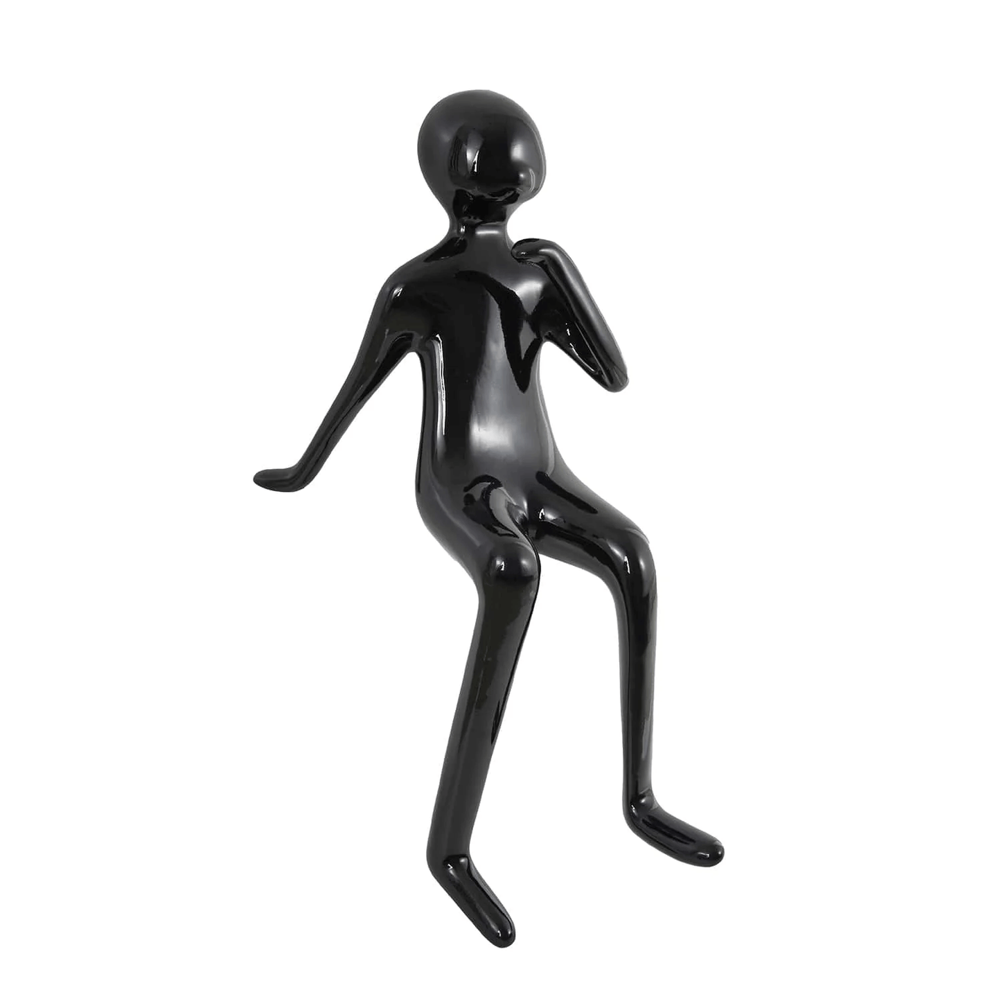 Urban Thinker– Glossy Black Resin Seated Figure Sculpture