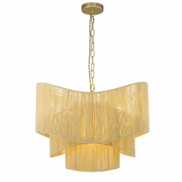 Sienna 3-Light Rattan Tiered Chandelier Matte Black