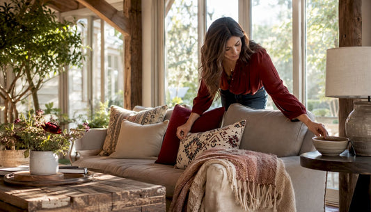 Designer styling accent pieces in living room
