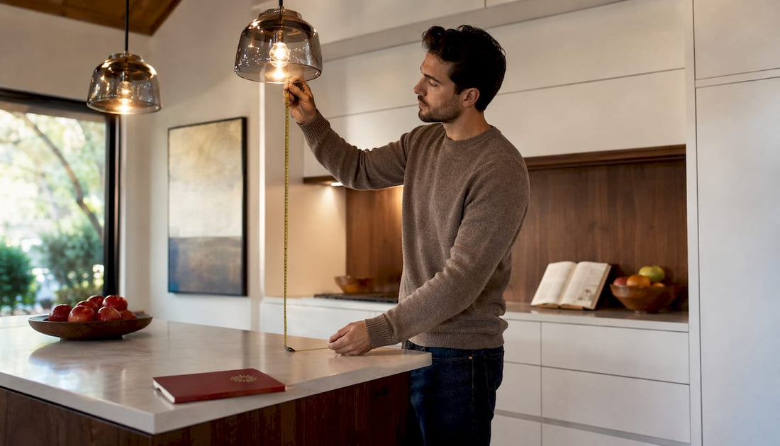 Lighting designer measuring ceiling fixture height
