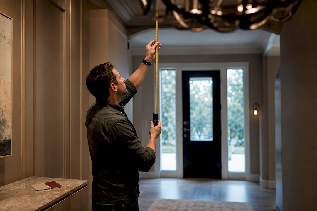 Measuring chandelier clearance in a foyer