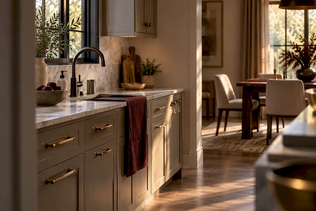 Mixed metal finishes in a refined kitchen