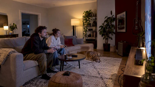 Game room with layered ambient lighting