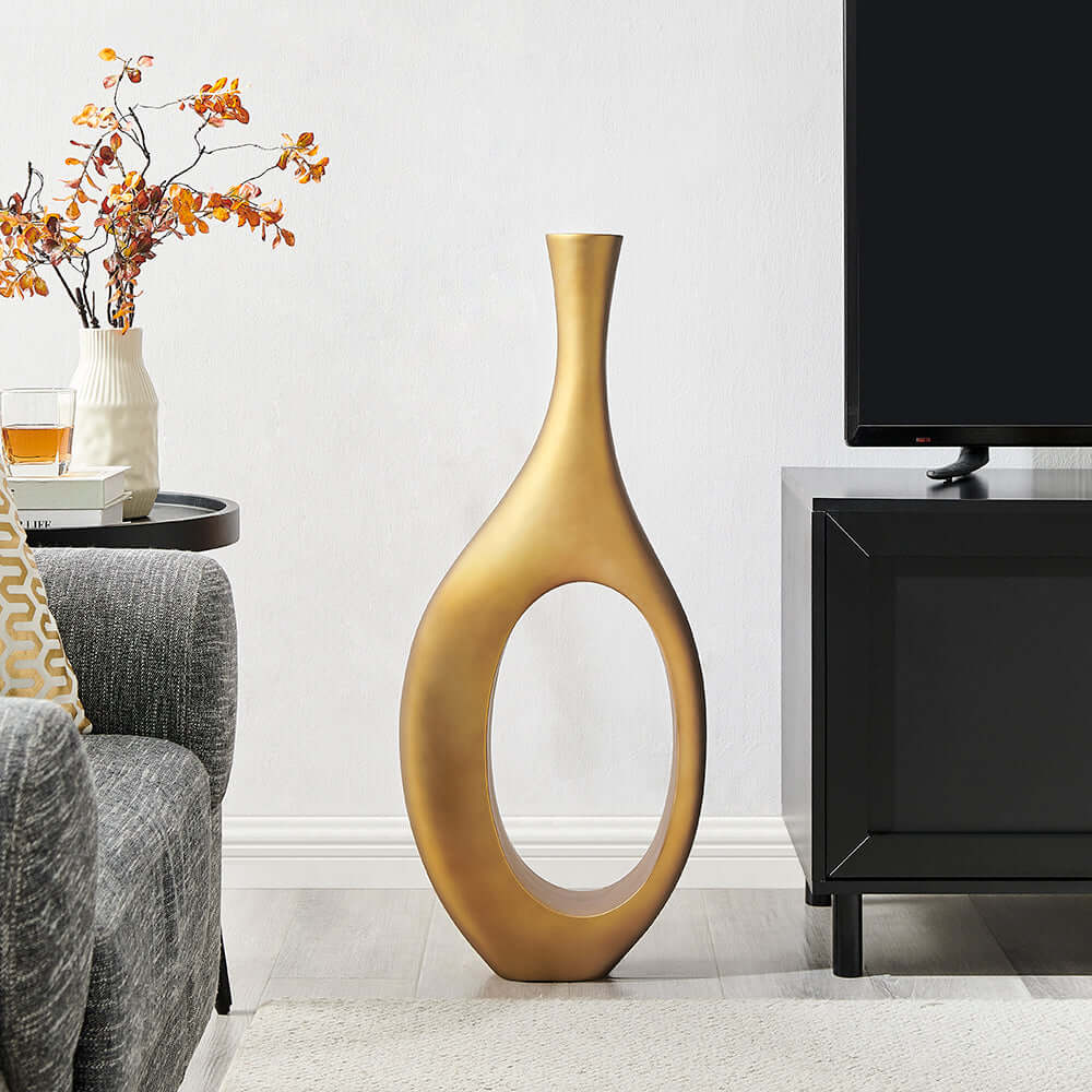 Large Matte Bronze Trombone Vase