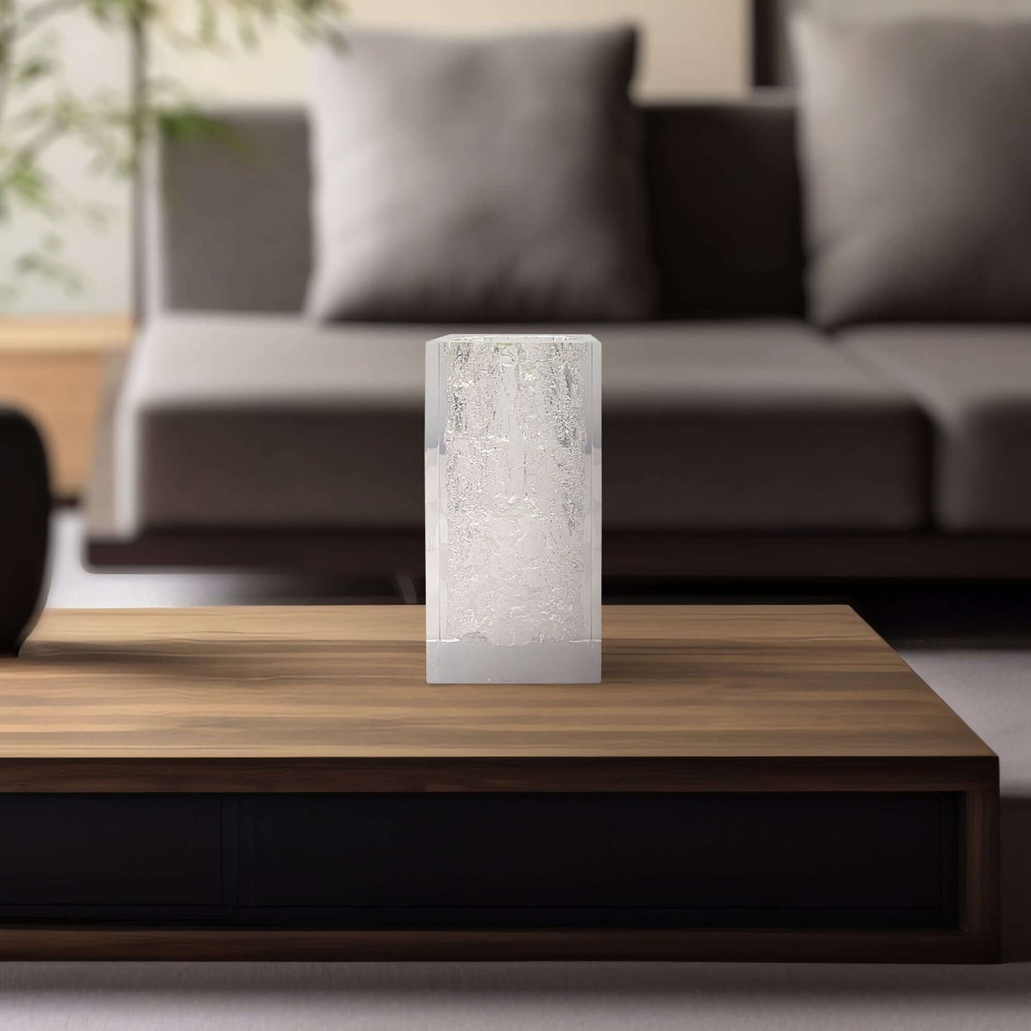 Modern decorative sculpture with glass-like texture