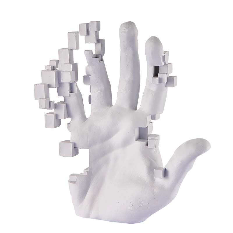 Modern digital-inspired decorative hand sculpture