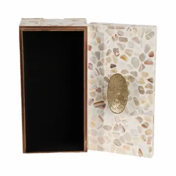 Box Set of 2 - Ivory Shell Inlay with Gold Lid, 12/14 in.