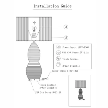 Brise 27 Rattan Table Lamp - Usb Touch Dimmer