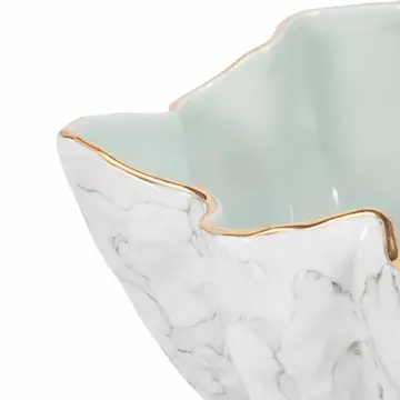 Decorative Bowl - Gray/Green Porcelain Modern Wavy, 16 in.