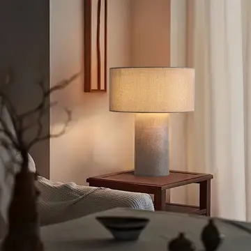 Moonlight Table Lamp - Pool Blue Linen Shade, Dimmer Switch