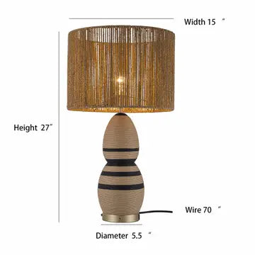 Brise 27 Rattan Table Lamp - Usb Touch Dimmer