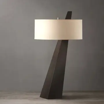Chestnut Wood Obelisk Cotton-Linen Shade  29" Table Lamp
