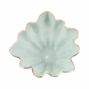 Decorative Bowl - Gray/Green Porcelain Modern Wavy, 16 in.