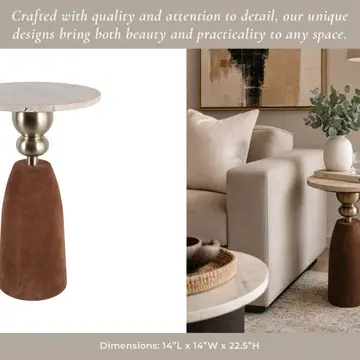 Digora Brown Leather Accent Table