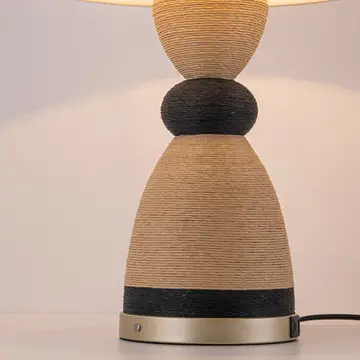 Flora 24 in. Rattan Lamp - Usb Touch Dimmer Linen Shade