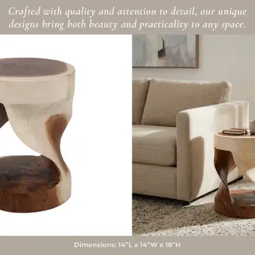 Hilsan Carved Wood Stool Accent Table