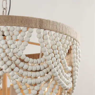 Lusteria 20" Wood Bead 4-Light Tiered Coastal Chandelier