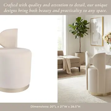 28x20" Drezna Cream Velvet Bow Stool