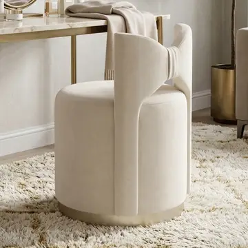 28x20" Drezna Cream Velvet Bow Stool
