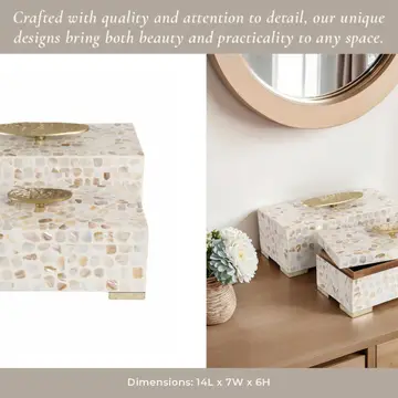 Box Set of 2 - Ivory Shell Inlay with Gold Lid, 12/14 in.