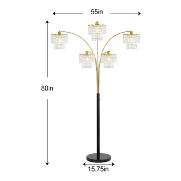 Floor Lamp Modern Brio 80" 5-Light Gold Crystal Arc