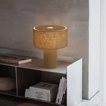 Moonlight Table Lamp - Pool Blue Linen Shade, Dimmer Switch