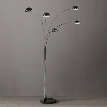 Arc Floor Lamp 85" Black Nickel Mushroom 5-Light Marble