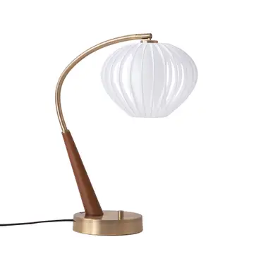 Boomerang Table Lamp, Modern Black Oak