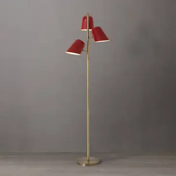 Culver Tree Lamp, Weathered Brass, Crimson Red Shades