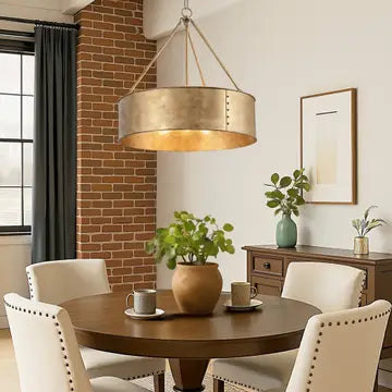 Farmhouse Chandelier 24" 5-Light Rustic Gold Metal Shade