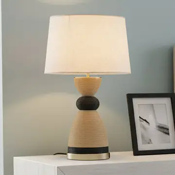 Flora 24 in. Rattan Lamp - Usb Touch Dimmer Linen Shade