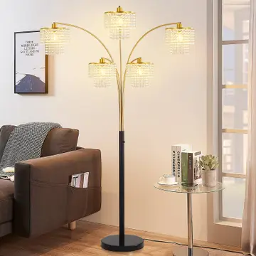 Floor Lamp Modern Brio 80" 5-Light Gold Crystal Arc