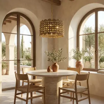 Riva Natural 4-Light Seagrass Scalloped Pendant
