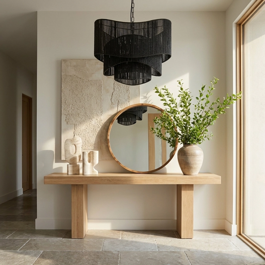 Sienna 3-Light Rattan Tiered Chandelier Matte Black