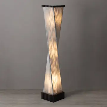 Torque Accent Floor Lamp - Ebony Finish, Hand-Knotted Silver