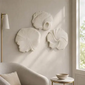 Wall Accent Set of 3 - White Resin Coastal Shell, 18/19/20in
