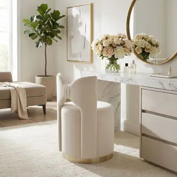 28x20" Drezna Cream Velvet Bow Stool
