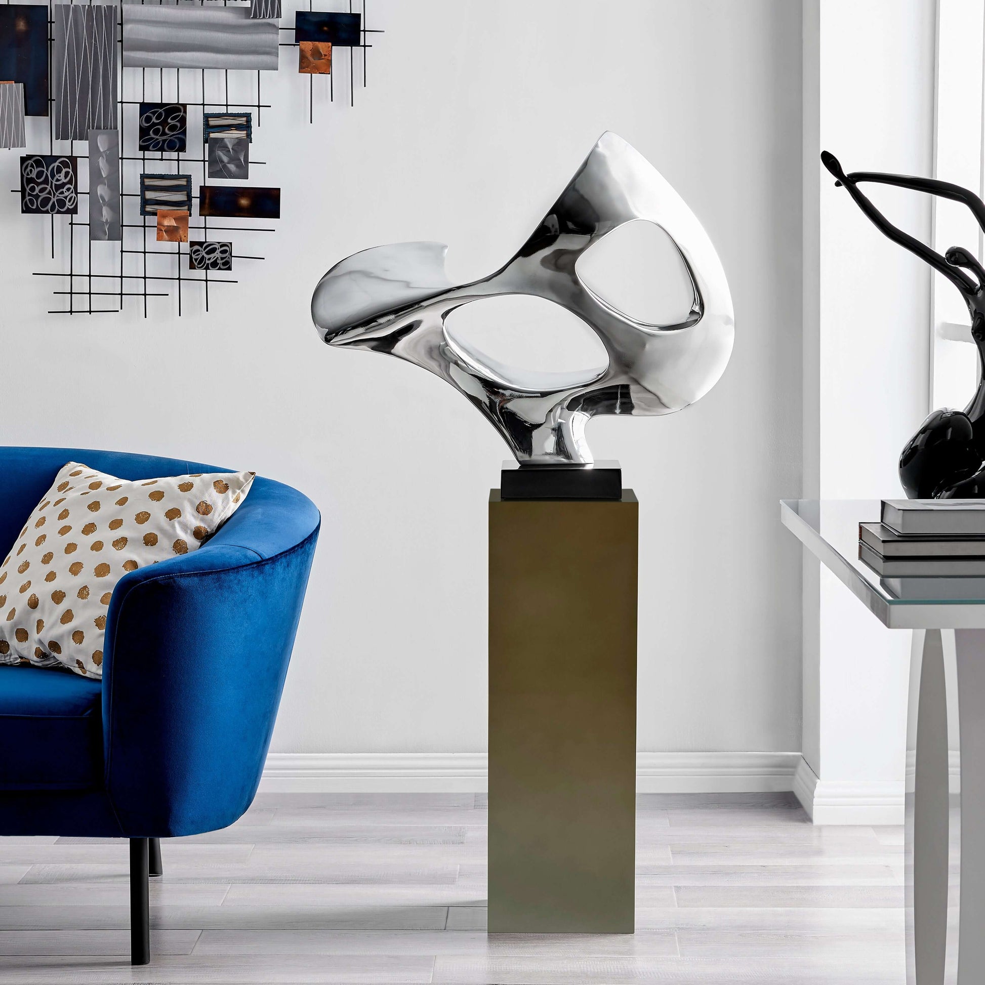 Chrome Abstract Mask Sculpture