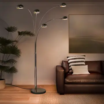 Arc Floor Lamp 85" Black Nickel Mushroom 5-Light Marble