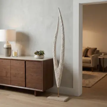 Decorative Sculpture - Ivory Wood Stone Oversized, 68 in.
