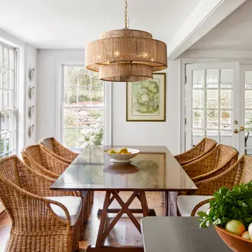 Farmhouse Chandelier 24" Gold Metal + Jute 2-Tiered 6-Light