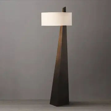 Chestnut Wood Obelisk Cotton-Linen Shade 63" Floor Lamp