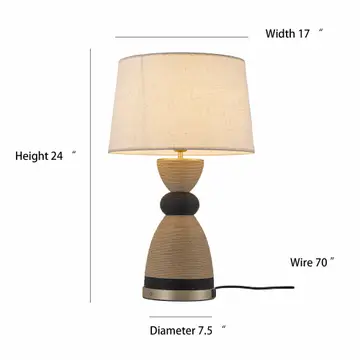 Flora 24 in. Rattan Lamp - Usb Touch Dimmer Linen Shade